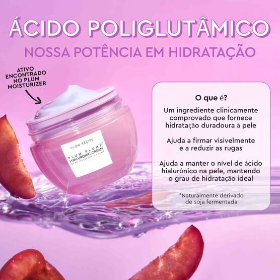 HIDRATANTE FACIAL COM HIALURONICO GLOW RECIPE PLUM PLUMP REFILL