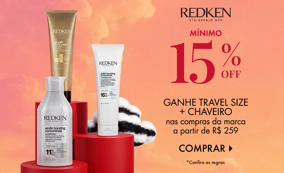 Redken | Ganhe travel size + chaveiro nas compras da marca a partir de R$ 259