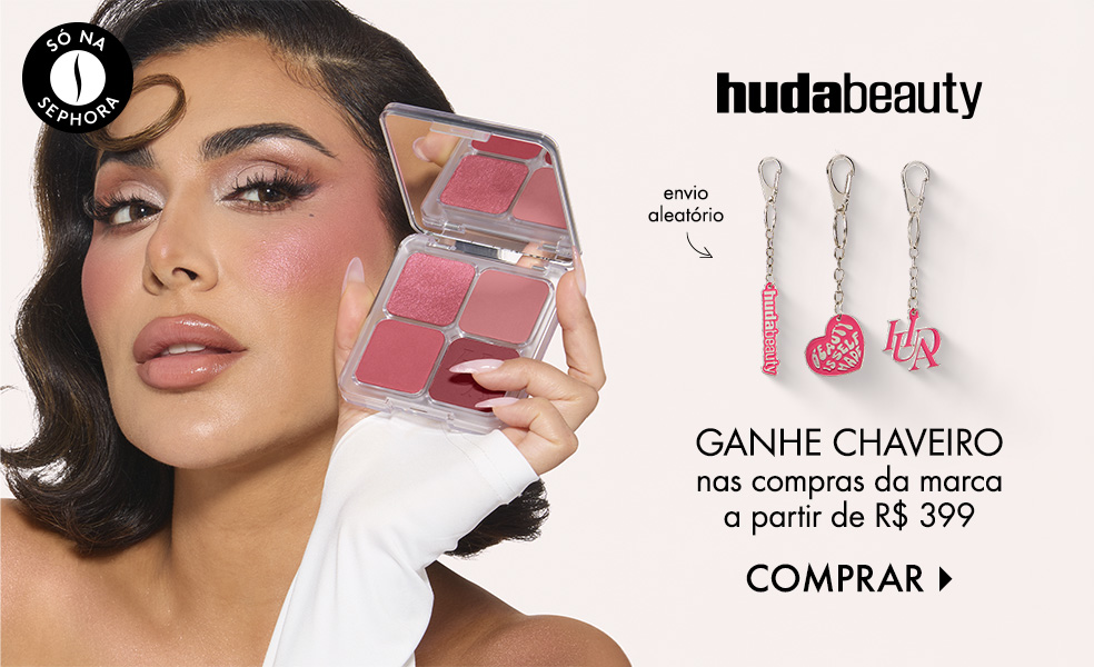 Huda Beauty | Ganhe chaveiro nas compras da marca a partir de R$ 399