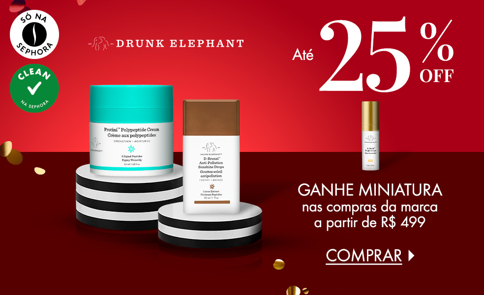 Drunk Elephant |  Ganhe miniatura nas compras da marca a partir de R$ 499
