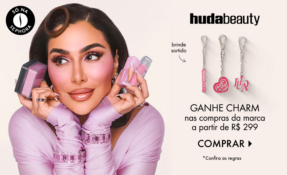 Huda Beauty | Ganhe charm nas compras da marca a partir de R$ 299