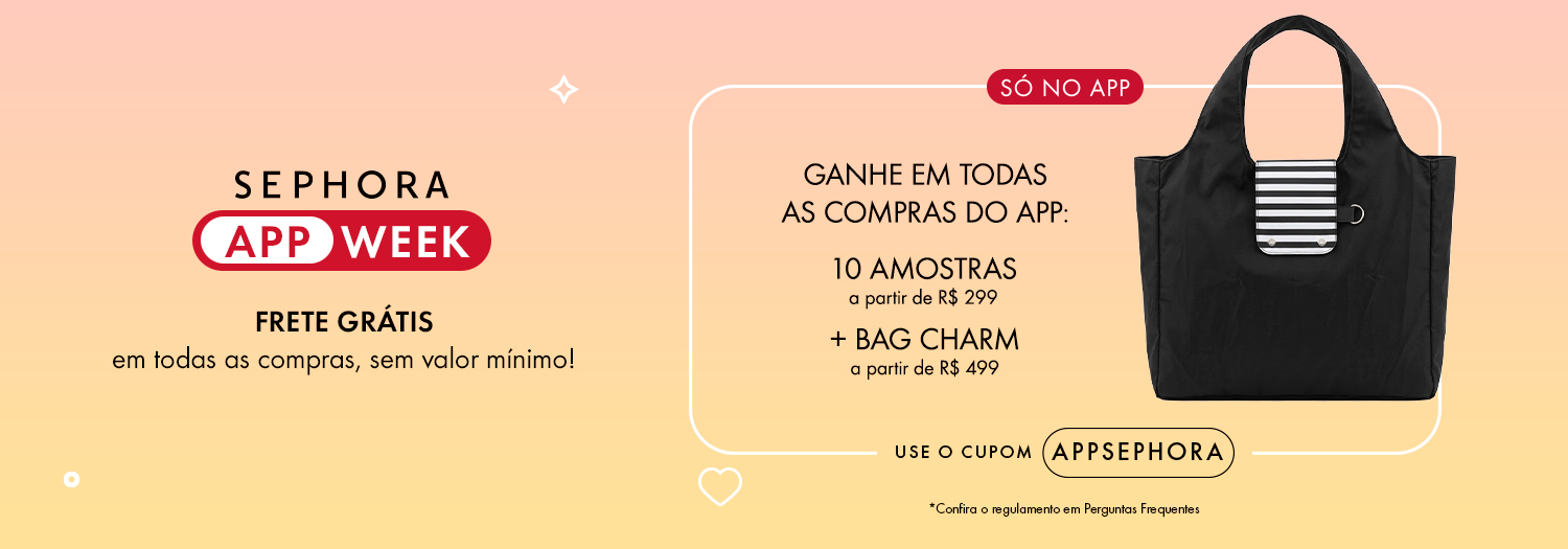 App Week - 10 amostras e bag charm