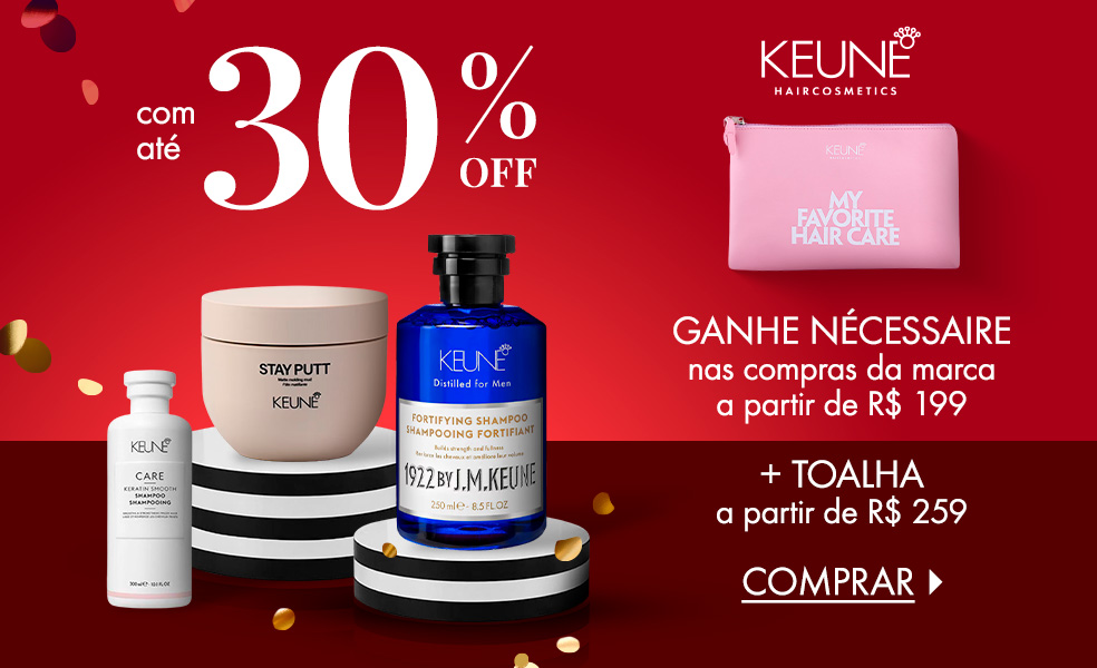 Keune | Ganhe nécessaire nas compras da marca a partir de R$ 199 + toalha a partir de R$ 259 