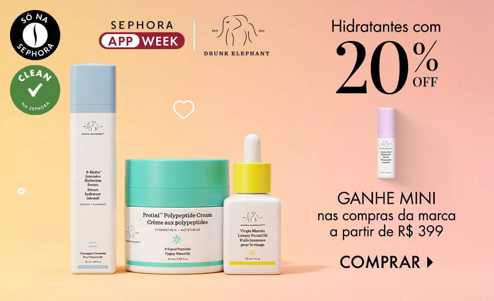 Drunk Elephant | _SÓ NO APP__ Ganhe mini nas compras da marca a partir de R$ 399
